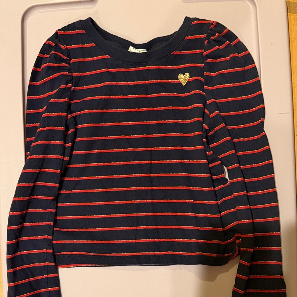 Girls Gap Navy and Red Striped Shirt